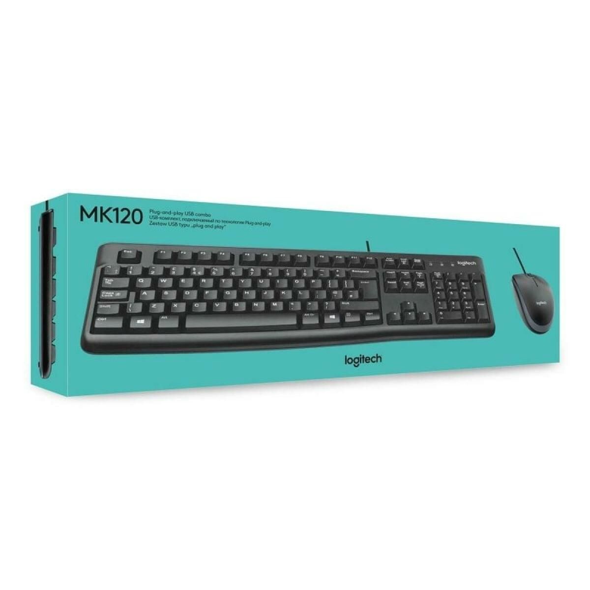 Teclado e rato óticos Logitech MK120 Preto Qwerty espanhol