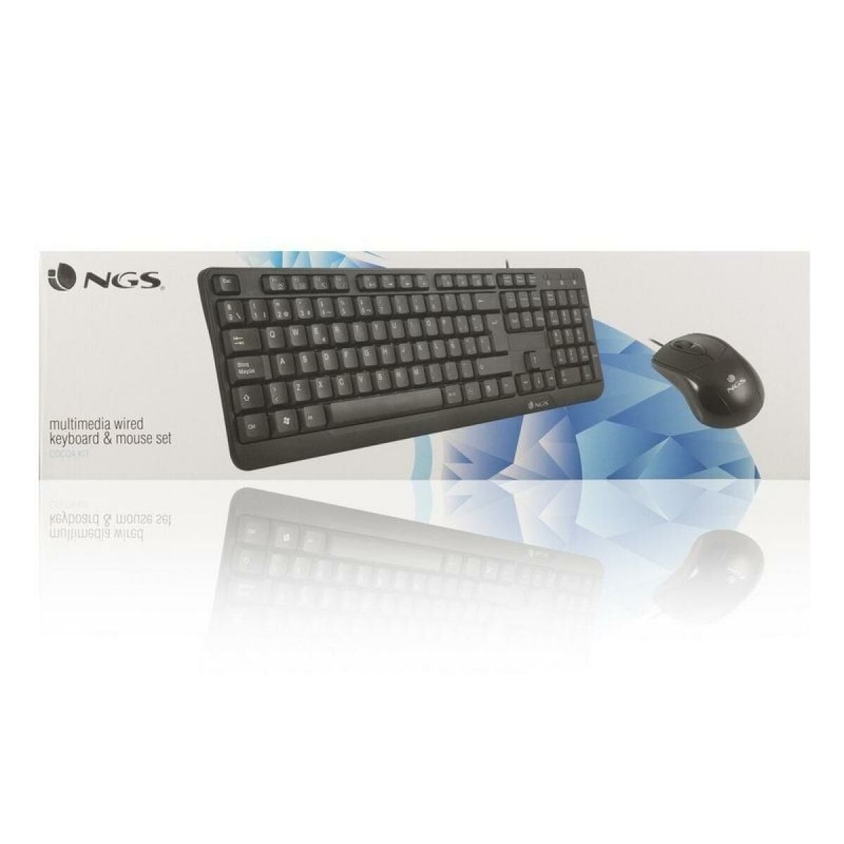 Teclado e rato óticos NGS Cocoa Kit Cocoa Kit Preto Qwerty espanhol