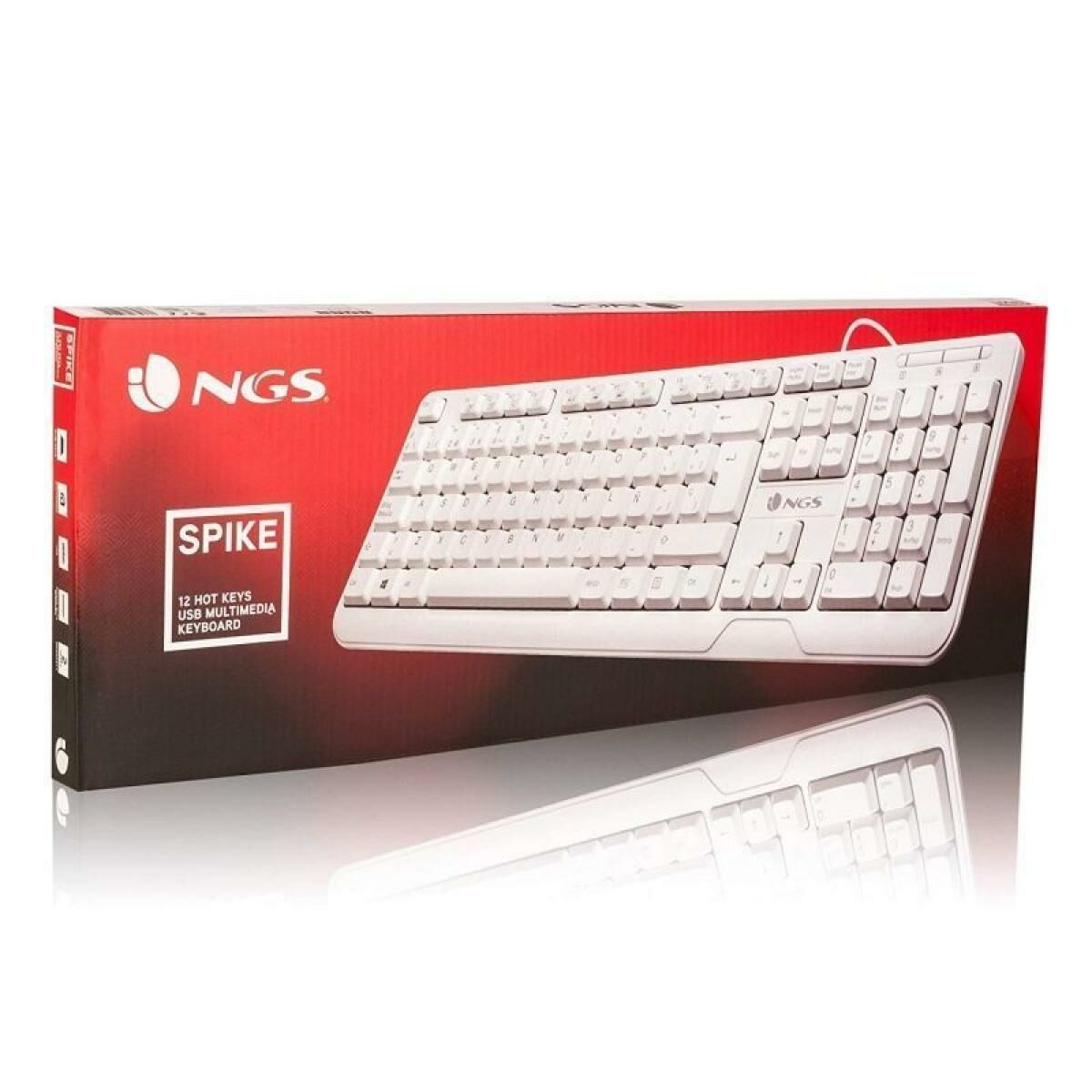 Teclado NGS Spike Branco Preto Qwerty espanhol