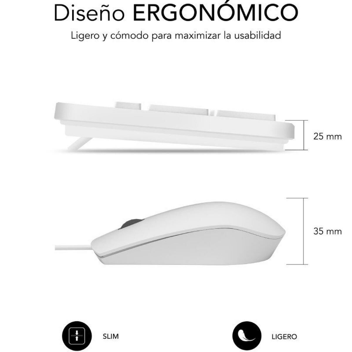 Teclado e Rato Subblim SUBKBC-CSSK02 Branco Qwerty espanhol QWERTY