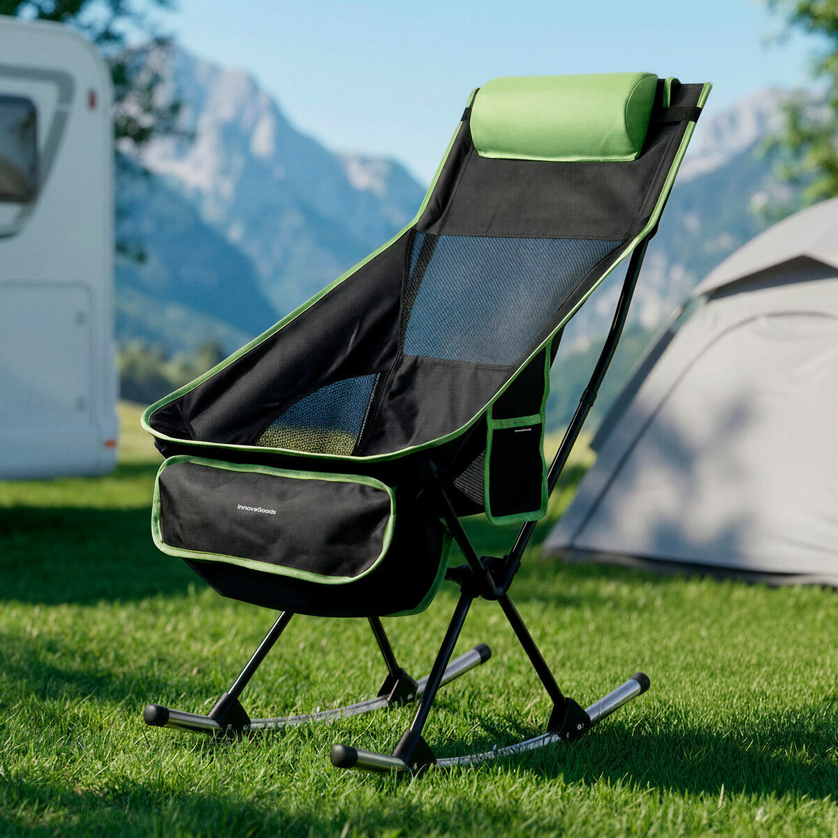 Cadeira de Camping Dobrável 2 em 1 com Bolso, Almofada e Bolsa de Transporte Trillow InnovaGoods