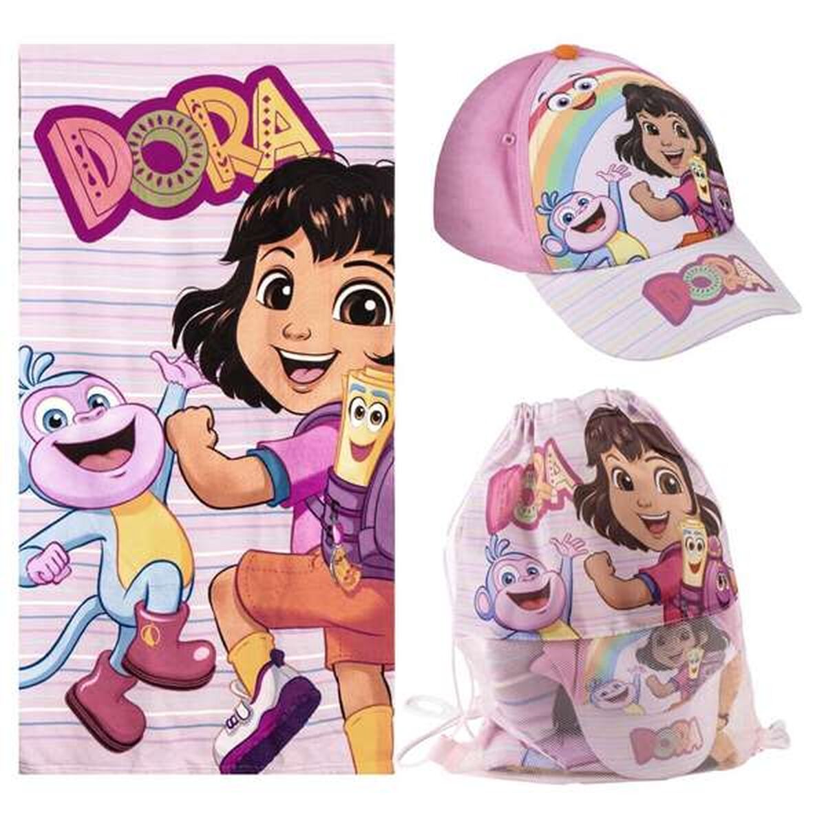 Toalha de Praia Dora The Explorer Cor de Rosa 70 x 140 cm