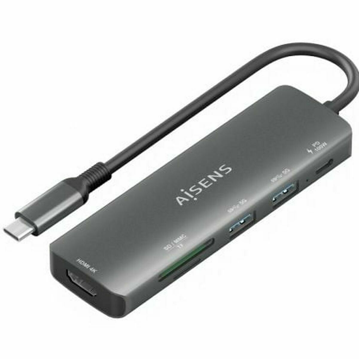 Hub USB Aisens USB-C DOCK 6 EN 1 GRIS