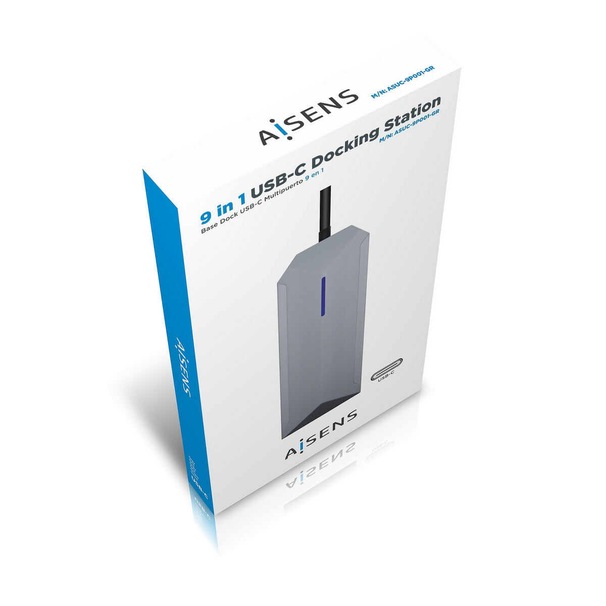 Hub USB-C Aisens ASUC-9P001-GR Cinzento 100 W