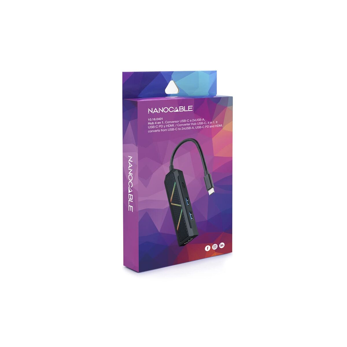 Hub USB-C NANOCABLE 10.16.0401 Preto 100 W