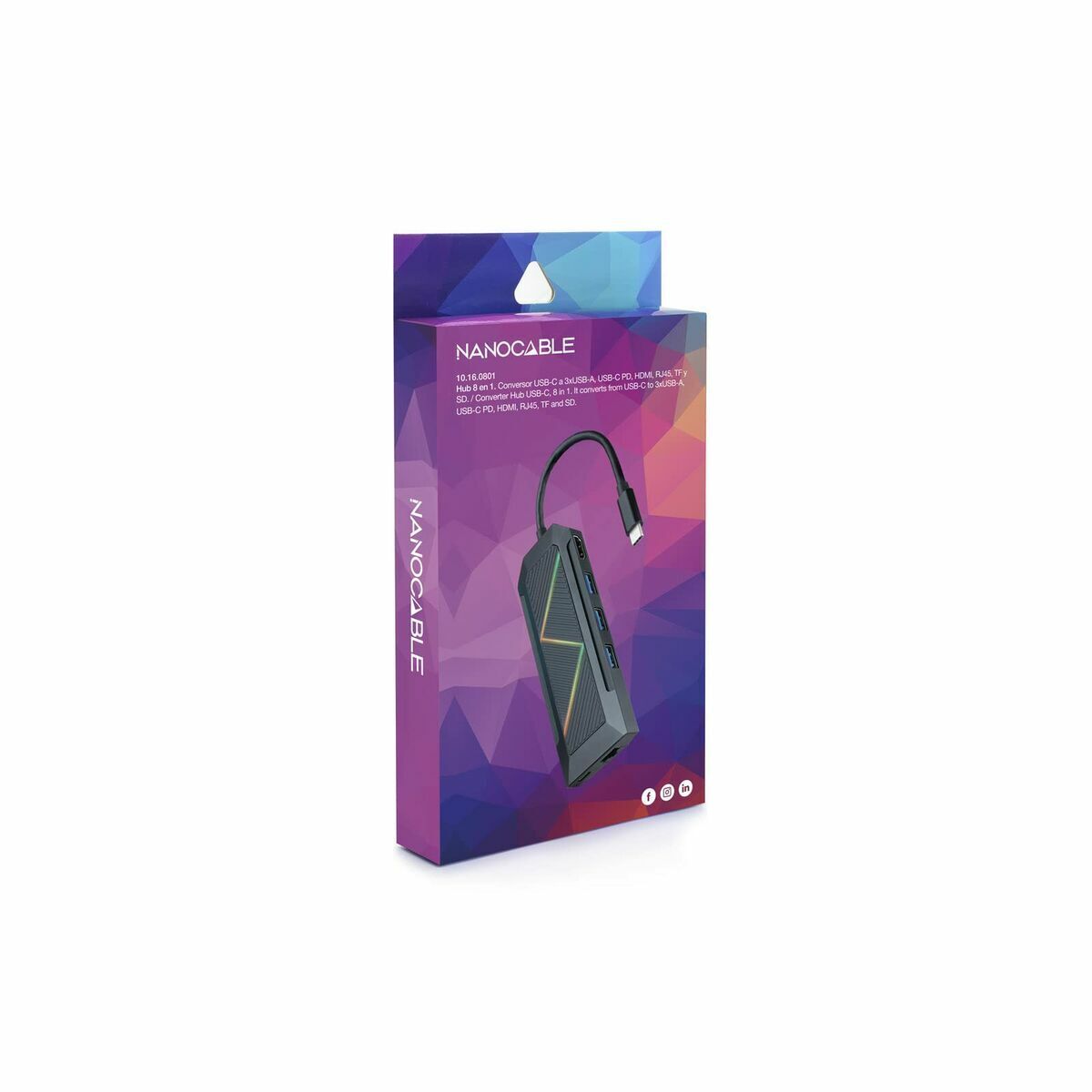 Hub USB-C NANOCABLE 10.16.0801 Preto 100 W