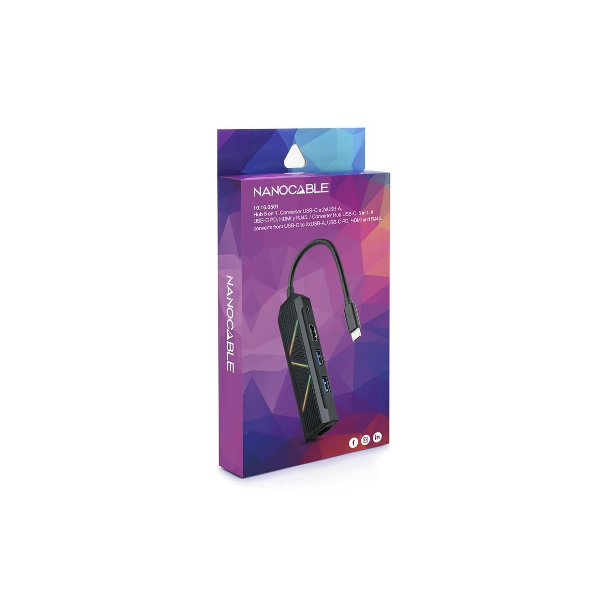 Hub USB-C NANOCABLE 10.16.0501 Preto 100 W