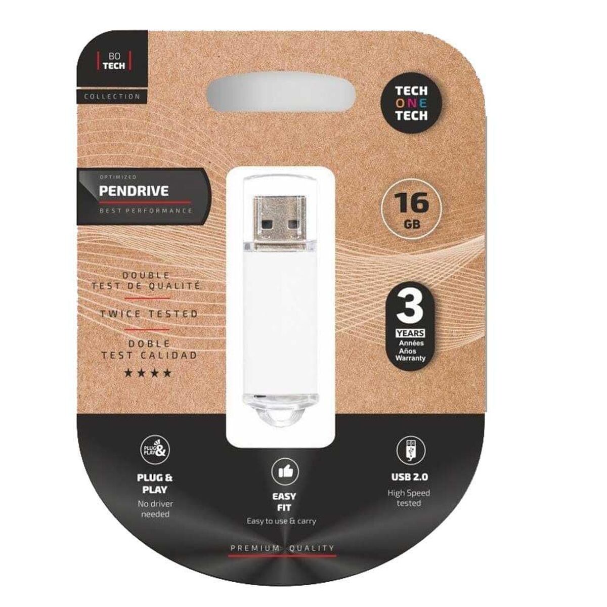 Memória USB Tech One Tech Basic Branco Prateado 16