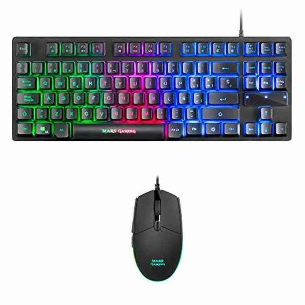 Teclado e Rato para Vídeojogos Mars Gaming MCPTKLES Preto Qwerty espanhol