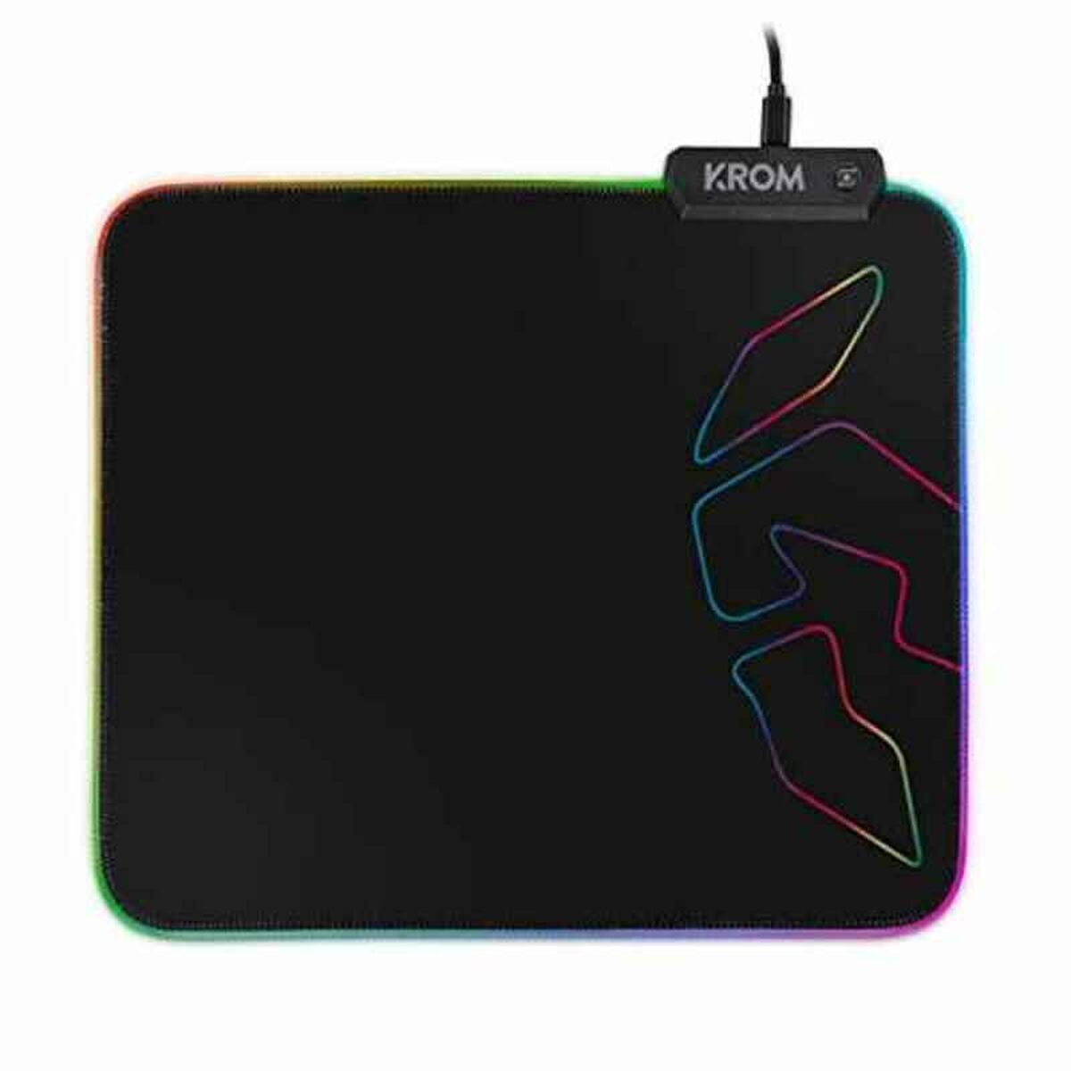 Tapete com iluminação LED para videojogos Krom Knout RGB Preto