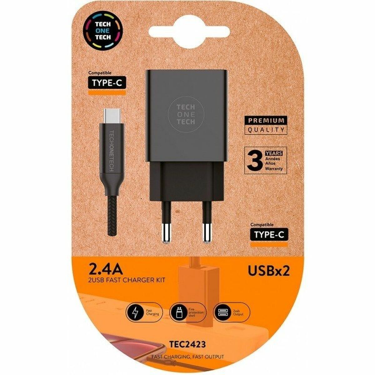 Carregador de Parede Tech One Tech TEC2423 Preto