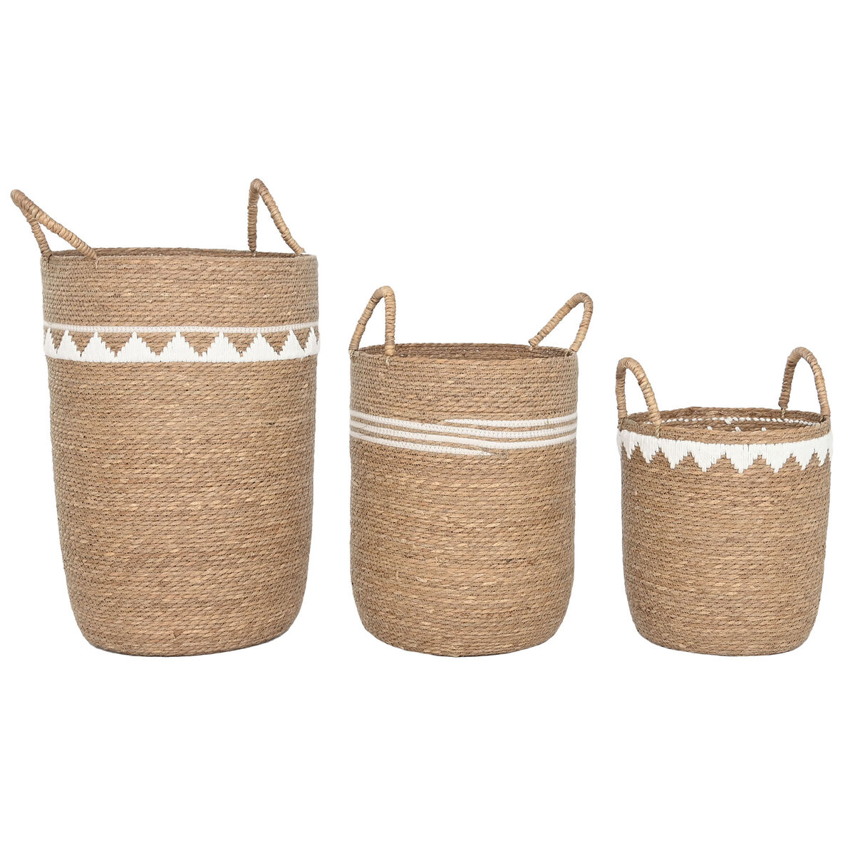 Conjunto de Cestas Home ESPRIT Branco Natural Zostera marina (3 Peças)