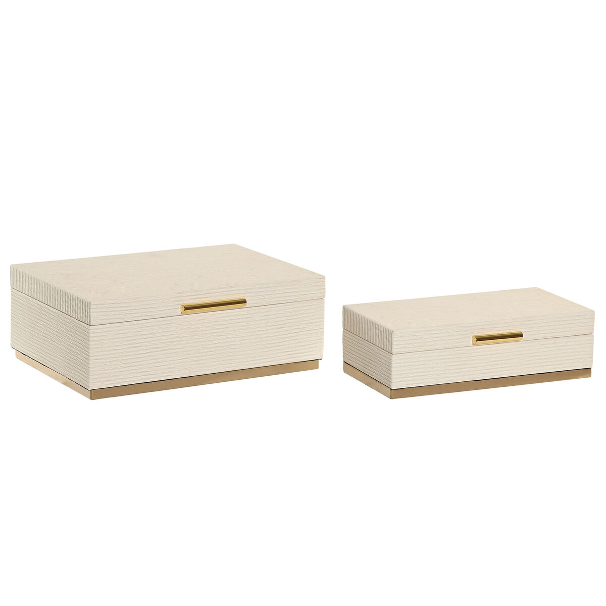 Guarda-Joias Home ESPRIT Branco Dourado Madeira (2 Unidades)