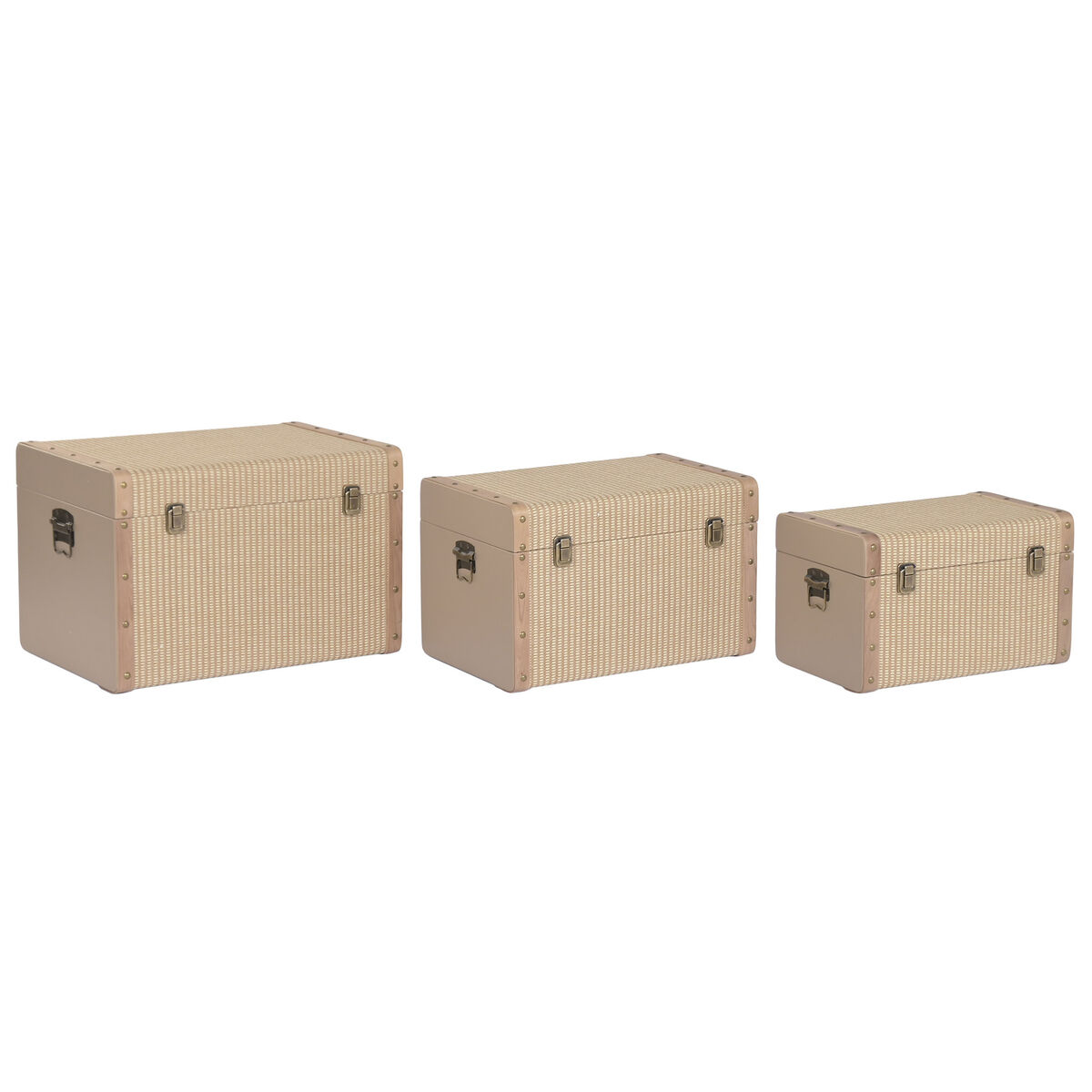 Conjunto de Baús Home ESPRIT Natural Madeira Tradicional 54 x 36 x 36 cm (3 Unidades)