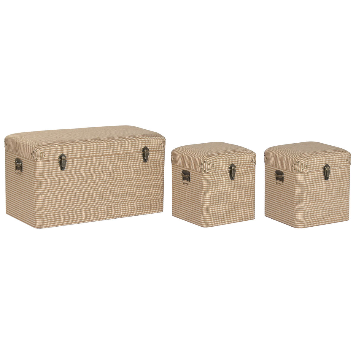 Conjunto de Baús Home ESPRIT Natural Poliéster Madeira Tradicional 80 x 40 x 44 cm (3 Unidades)
