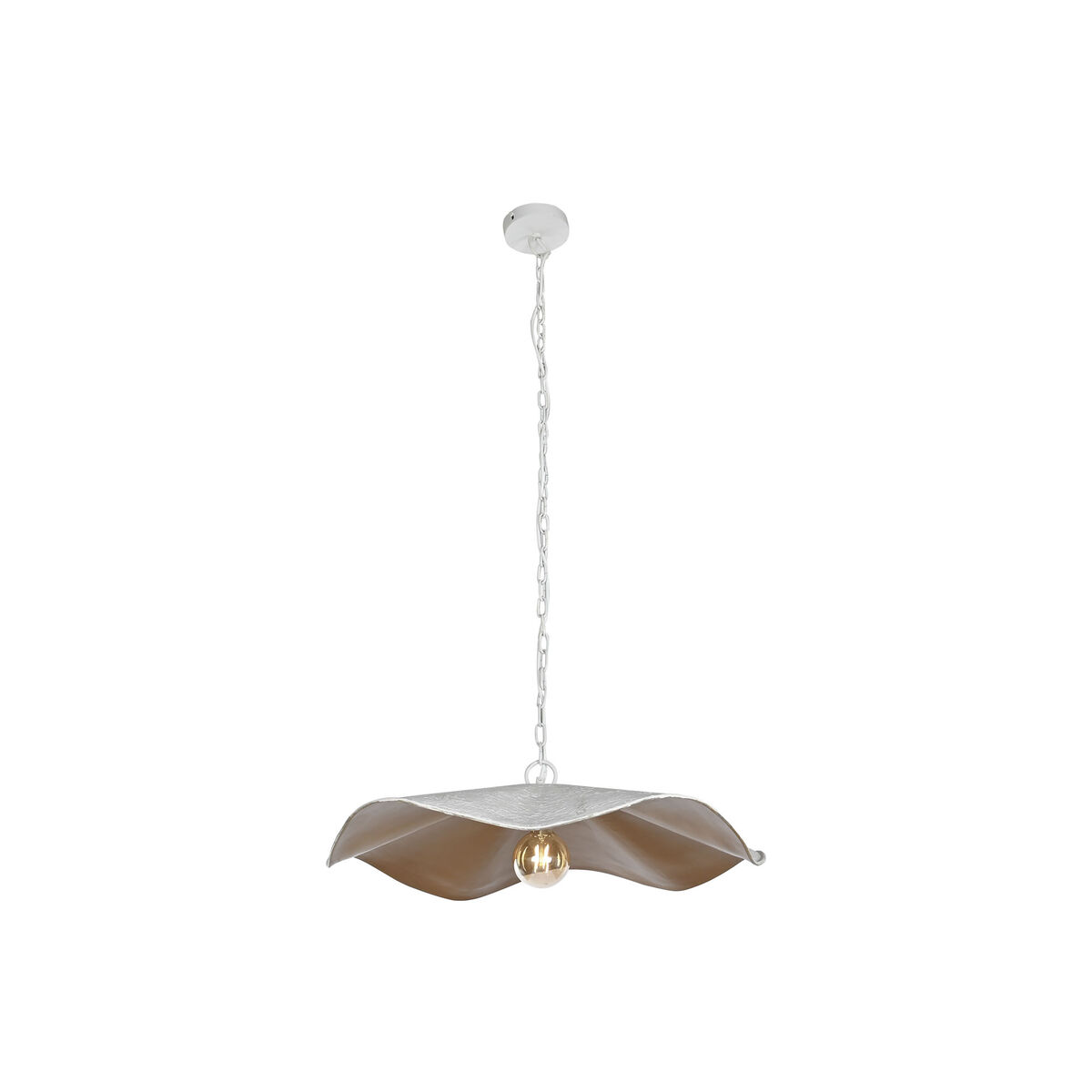 Candeeiro de teto Home ESPRIT Branco Dourado Metal Ferro 50 W 77 x 77 x 16 cm