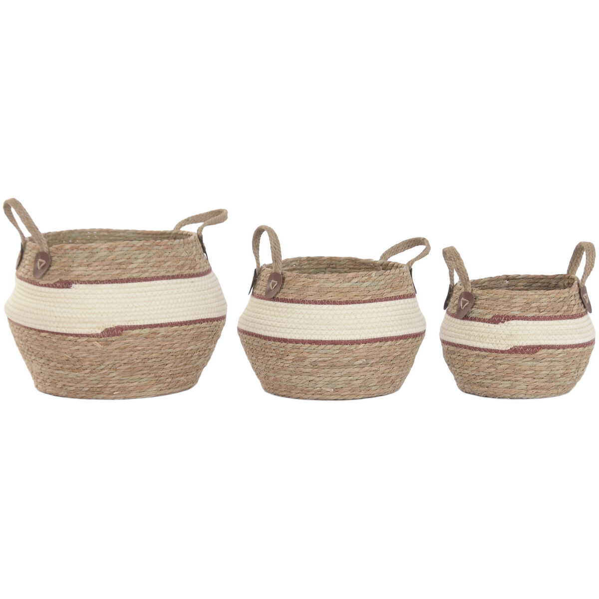 Conjunto de Cestas Home ESPRIT Pêssego Natural Fibra natural (3 Peças)
