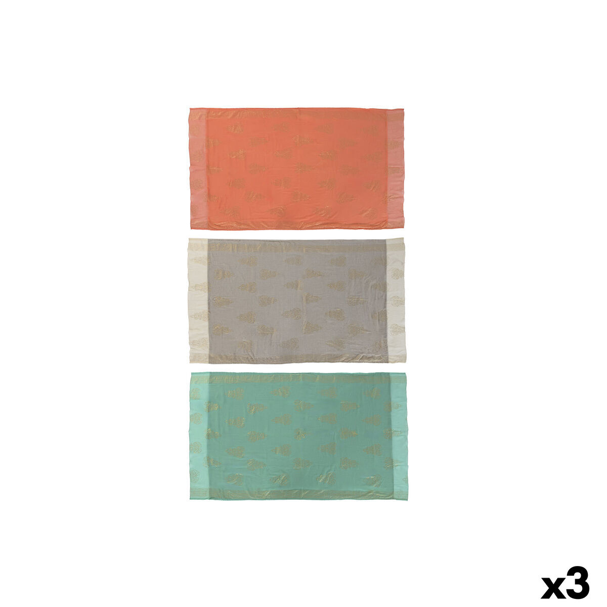 Toalha de Praia Home ESPRIT Verde Bege Dourado Coral Poliéster Algodão (3)