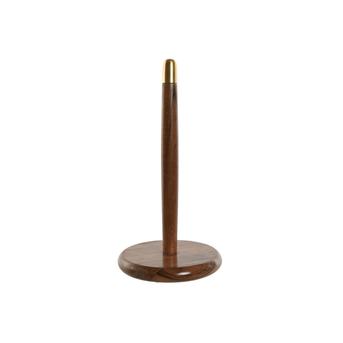 Suporte para Rolos de Papel de Cozinha Home ESPRIT Dourado Natural Aço inoxidável Acácia 18 x 18 x 36,5 cm