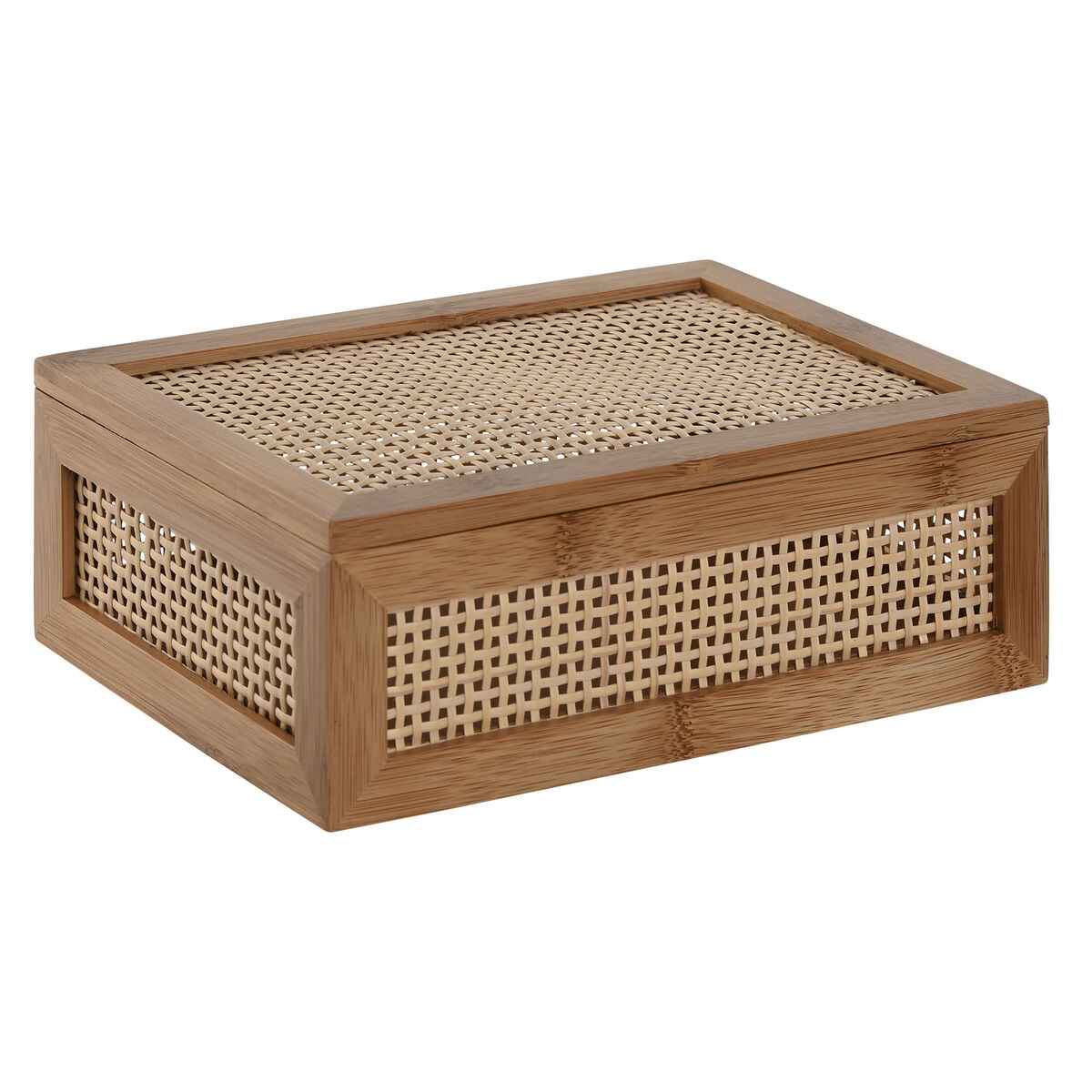 Guarda-Joias Home ESPRIT Natural Bambu Rotim 23 x 15 x 8 cm (10 Peças)