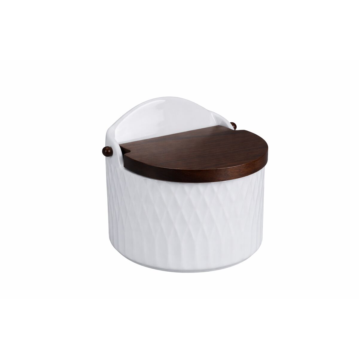 Saleiro com Tampa Home ESPRIT Branco Catanho escuro Bambu Porcelana 12 x 10 x 11 cm