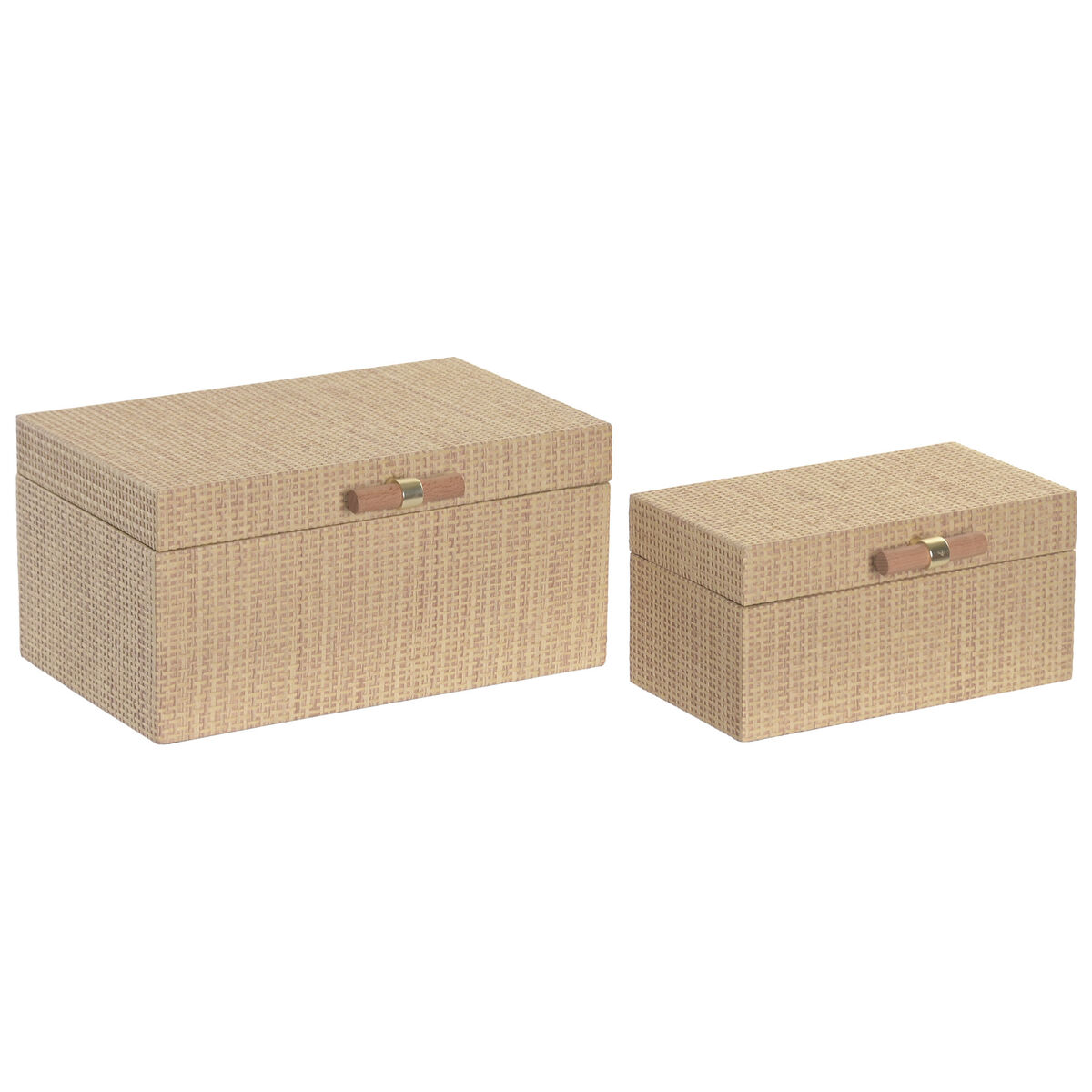 Guarda-Joias Home ESPRIT Natural Madeira 26 X 18 X 13,3 CM (2 Unidades)