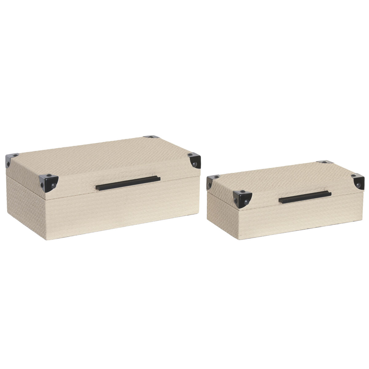 Guarda-Joias Home ESPRIT Preto Bege Madeira 34 x 20 x 12 cm (2 Unidades)