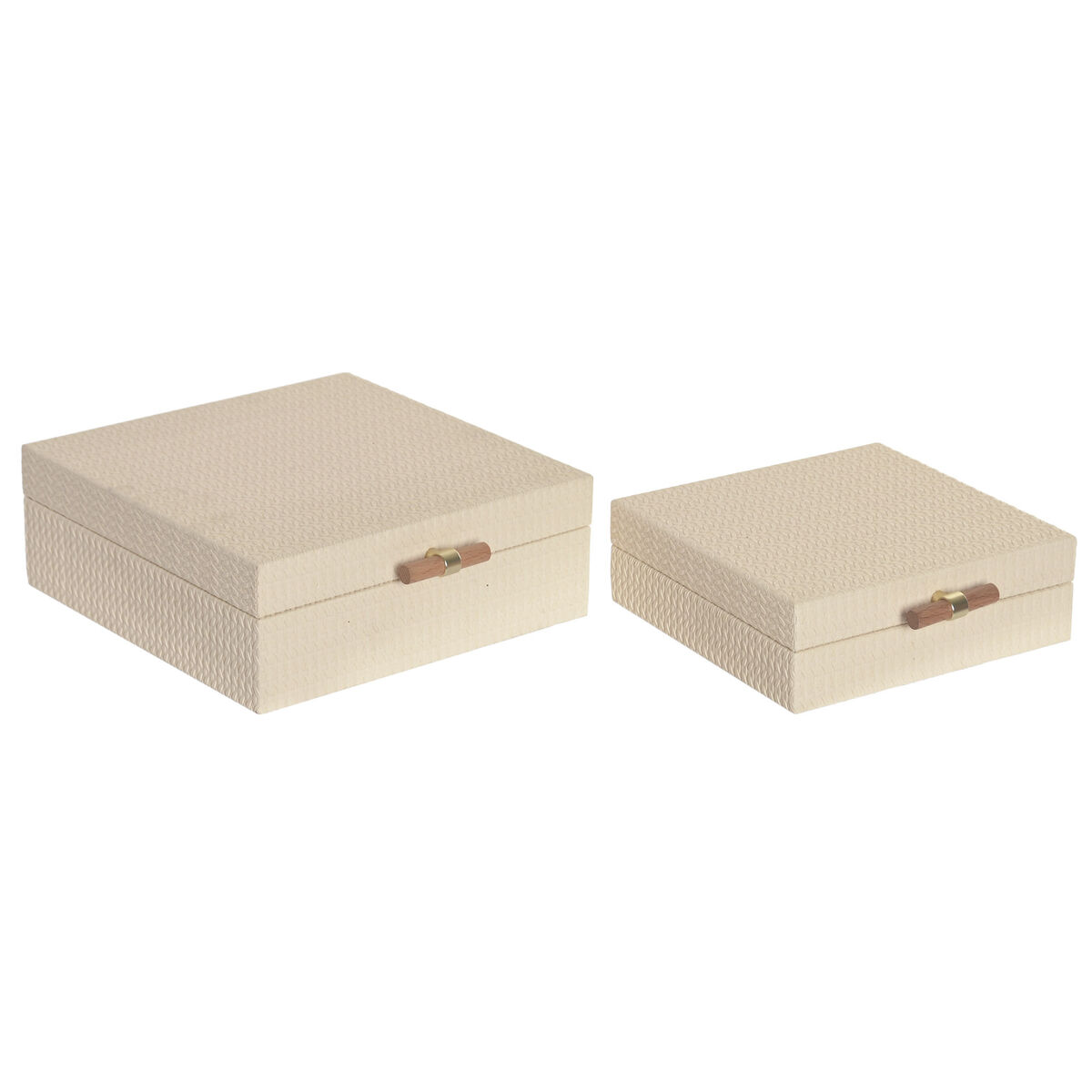 Guarda-Joias Home ESPRIT Bege Madeira 25 x 25 x 10 cm (2 Unidades)