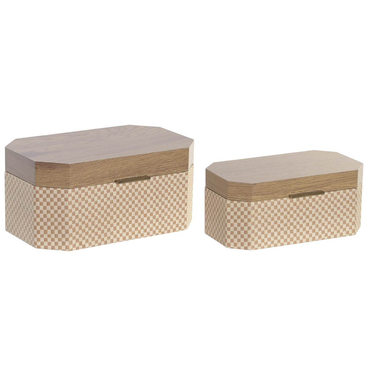Guarda-Joias Home ESPRIT Natural Madeira 30 x 19 x 14 cm (2 Unidades)