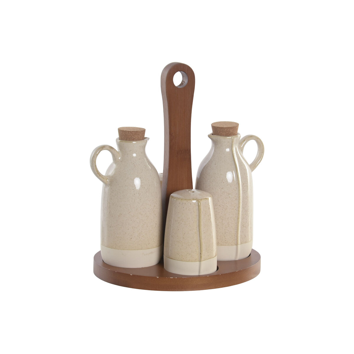 Galheteiro Home ESPRIT Bege Acácia Grés Urbana 19 x 16 x 22,5 cm