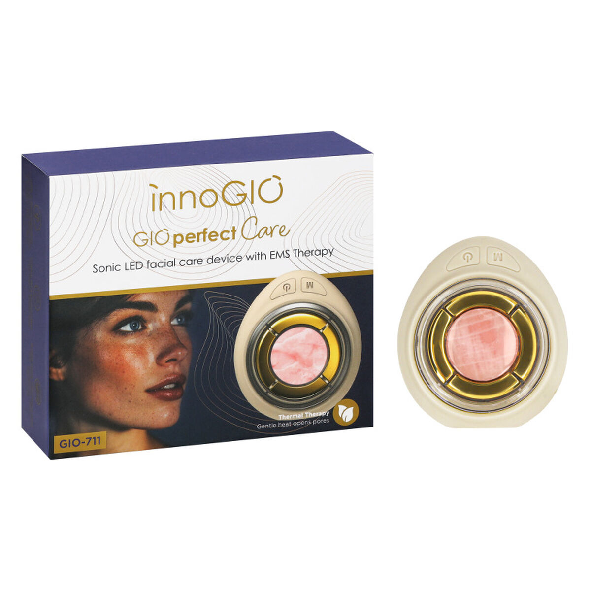 Aparelho de Limpeza Facial Ultrassónico 4 em 1 Innogio 711 SONICO LED TERAPIA Dourado