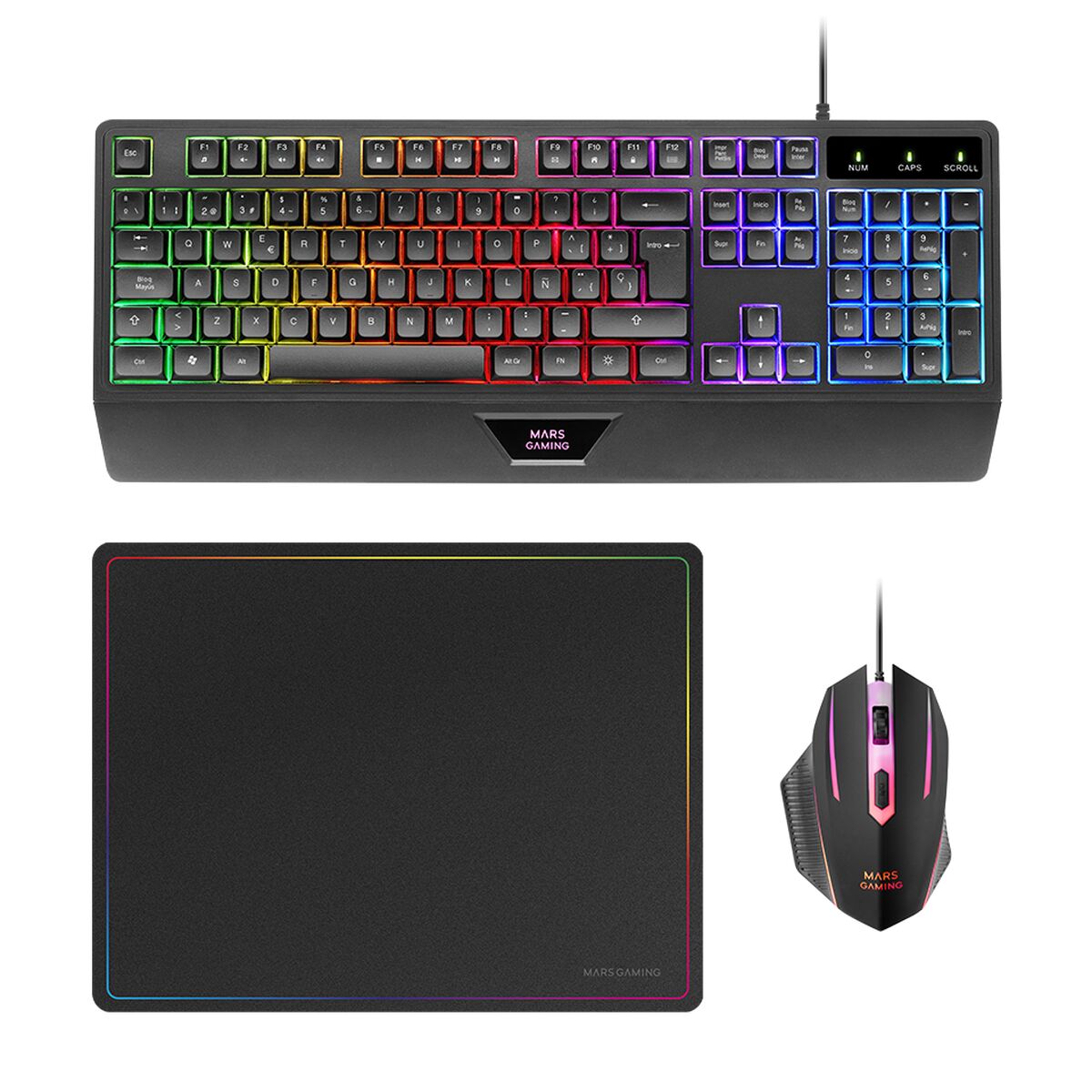Teclado Mars Gaming MCP124ES Preto Multicolor (3 Unidades)