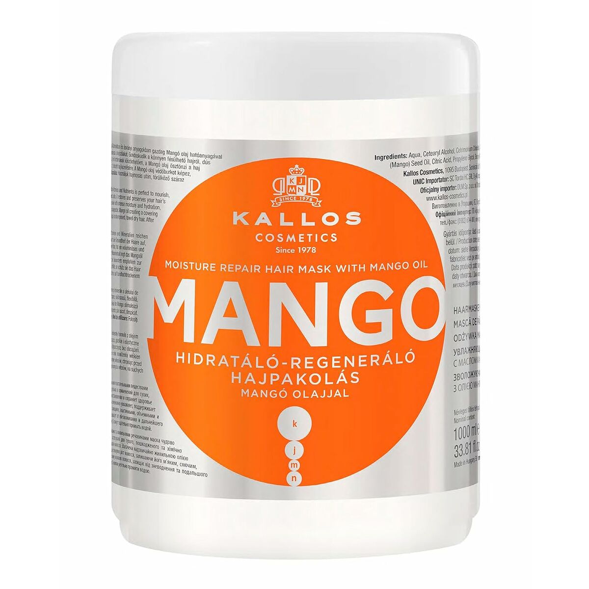 Máscara Capilar Reparadora Kallos Cosmetics Branco