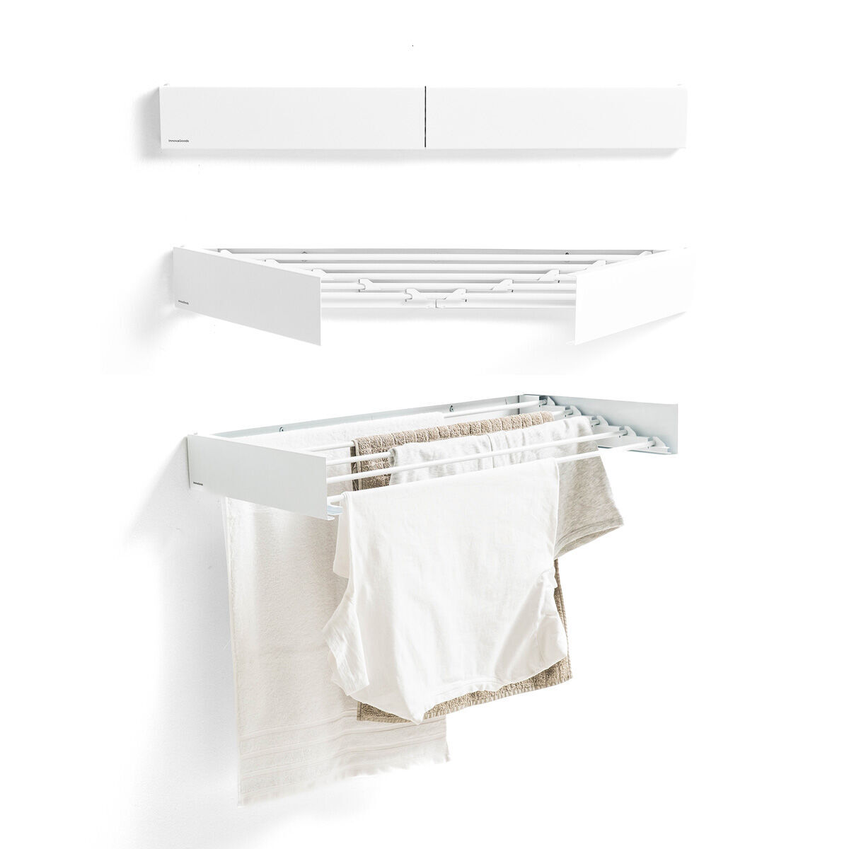 Varal de parede dobrável extensível retrátil InnovaGoods Branco Polipropileno (Recondicionado A)