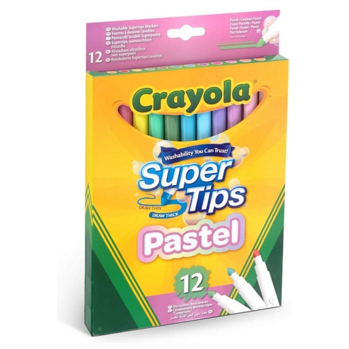 Conjunto de Canetas de Feltro Pastel Crayola Multicolor Pastel Lavável