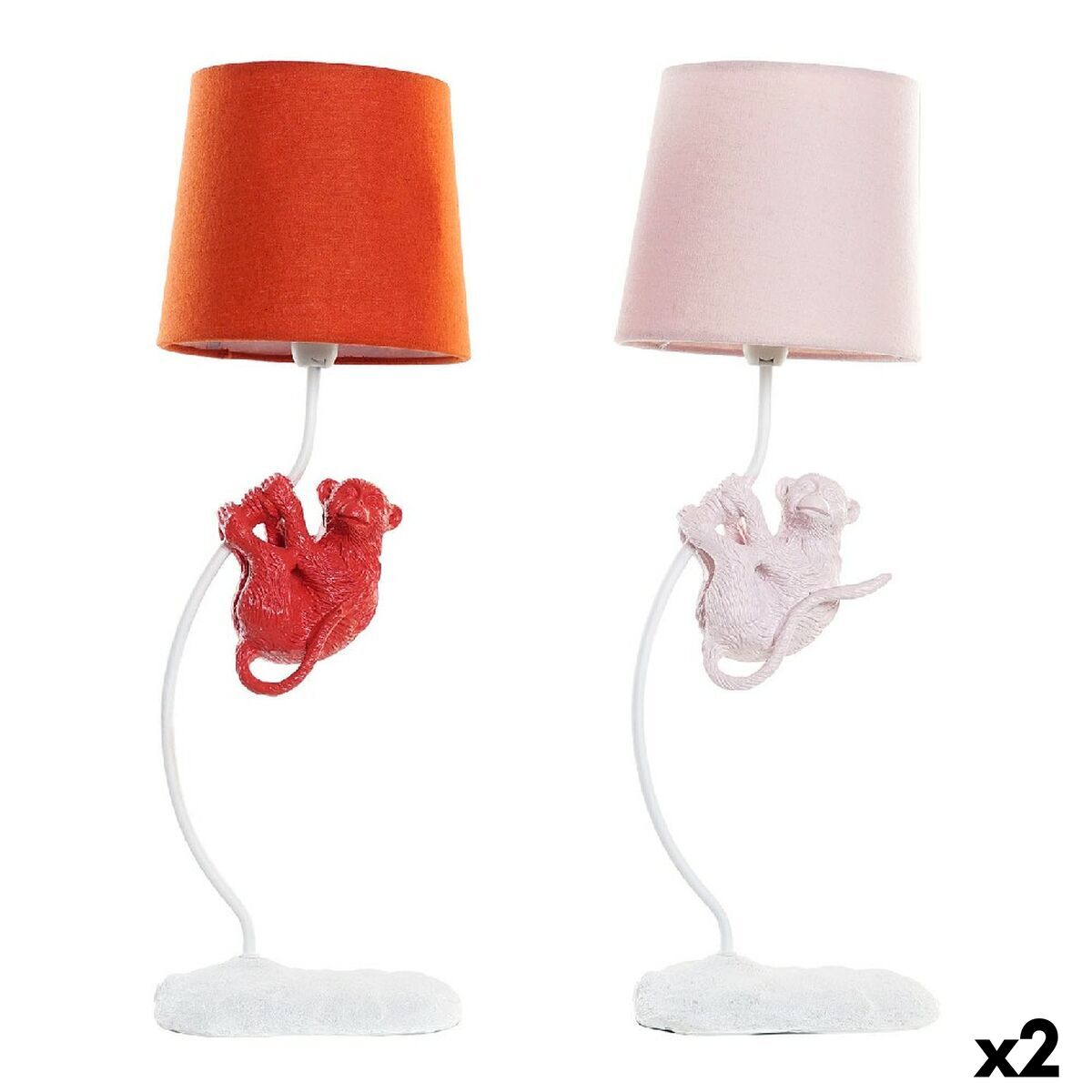 Lâmpada de mesa DKD Home Decor Poliéster Resina 25W 220 V Macaco (2 pcs) (19 x 17 x 53 cm)