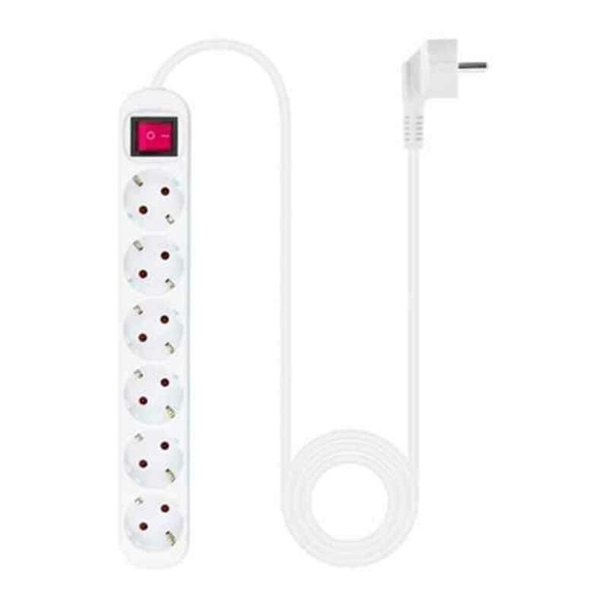 Entrelinha NANOCABLE Regleta de enchufes de 6 tomas con interruptor, 1.4 metros Blanca