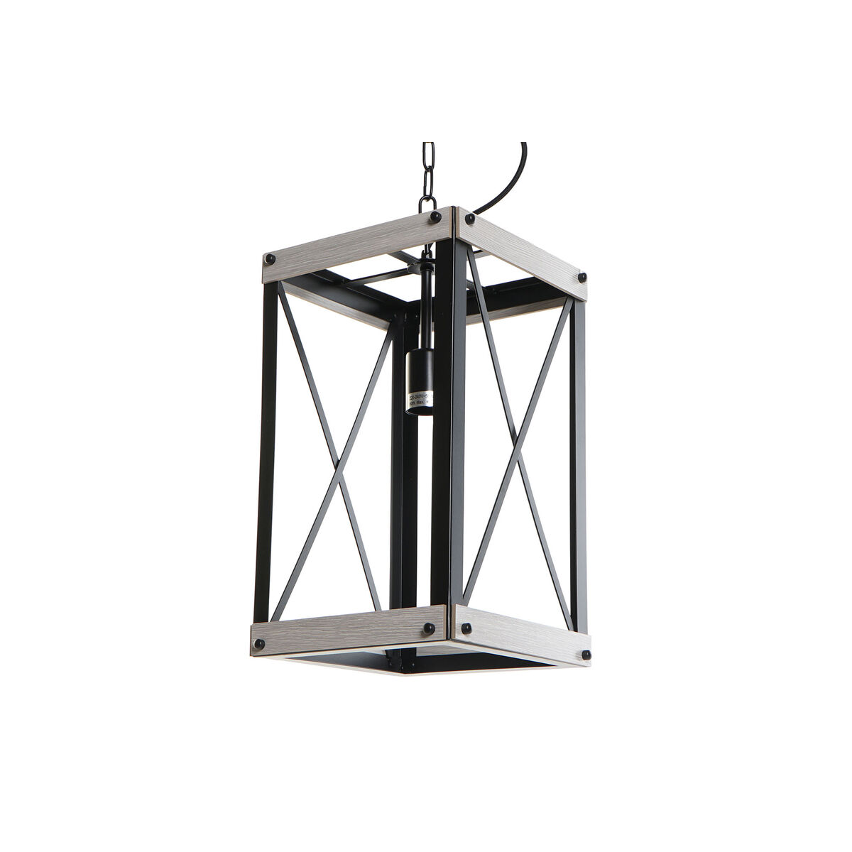 Candeeiro de teto DKD Home Decor Preto Metal Castanho 220 V 50 W (25 x 25 x 43 cm)