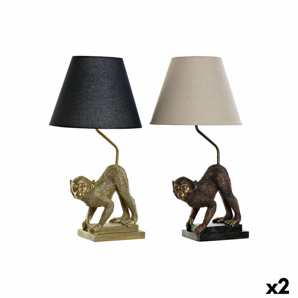 Lâmpada de mesa DKD Home Decor 32,5 x 30 x 60 cm Preto Bege Dourado Metal Resina 220 V 50 W (2 Unidades)