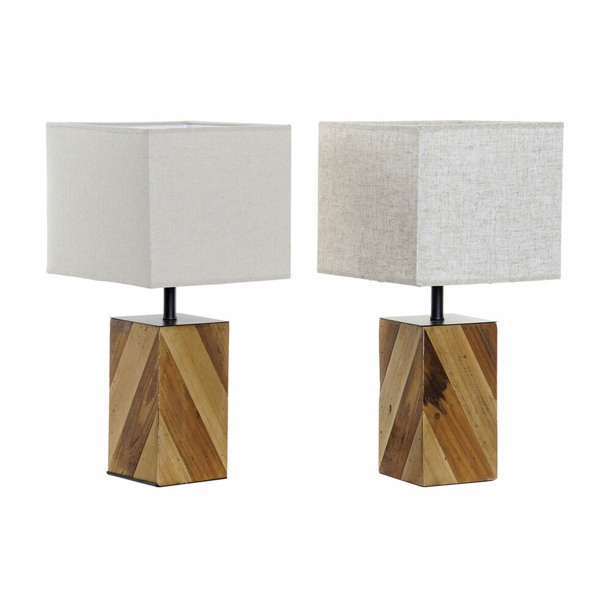 Lâmpada de mesa DKD Home Decor 25,5 x 25,05 x 52 cm Abeto Natural Bege Metal Creme 220 V 60 W 25 x 25 x 21 cm (2 Unidades)