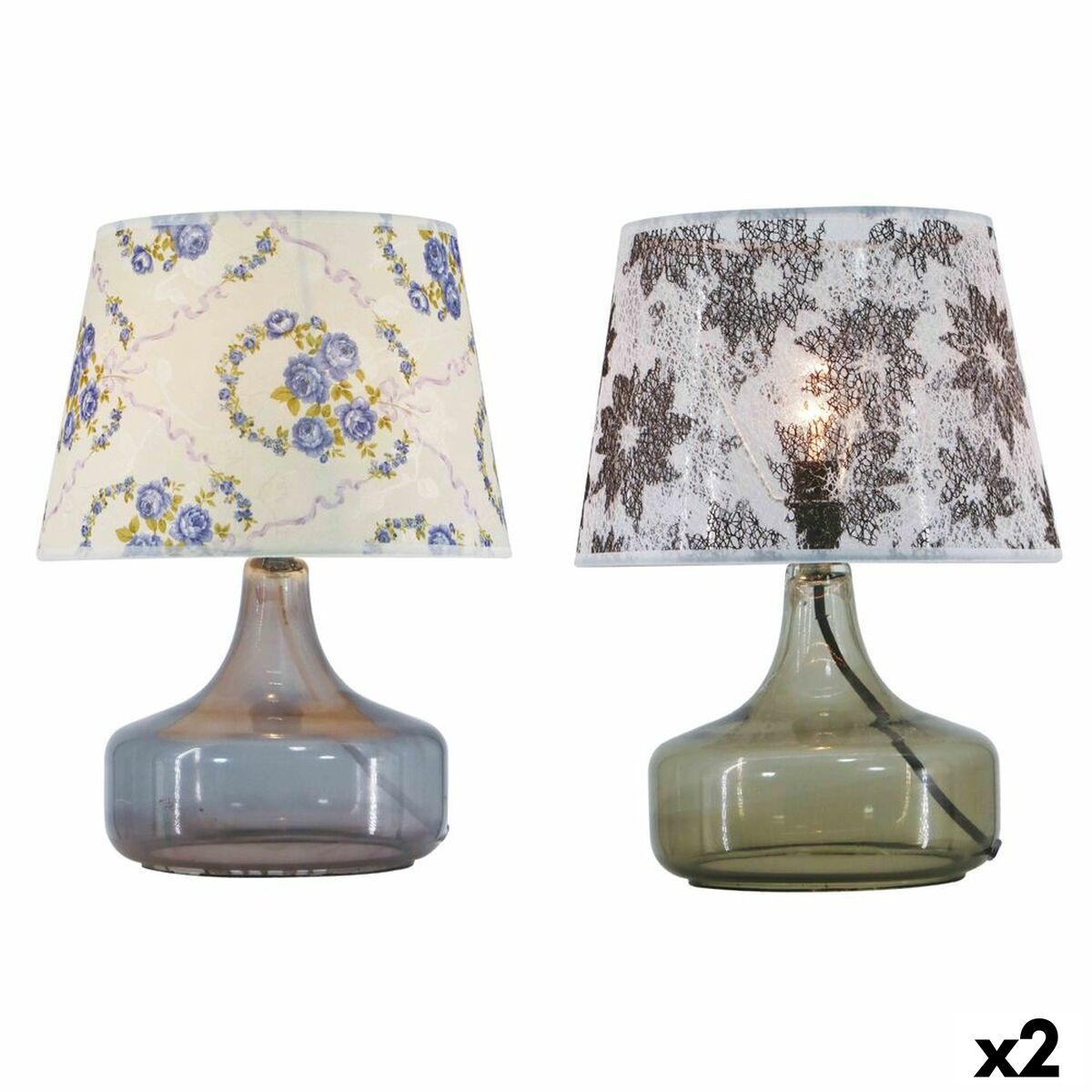 Lâmpada de mesa DKD Home Decor 28 x 28 x 40,5 cm Cristal Multicolor 220 V 50 W (2 Unidades)