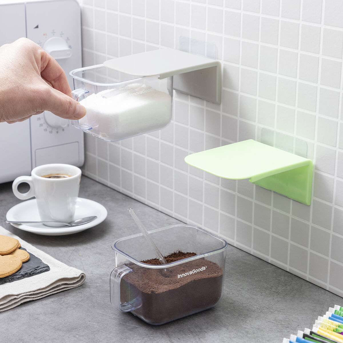 Recipientes de Cozinha Adesivos e Amovíveis Handstore InnovaGoods 2 Unidades