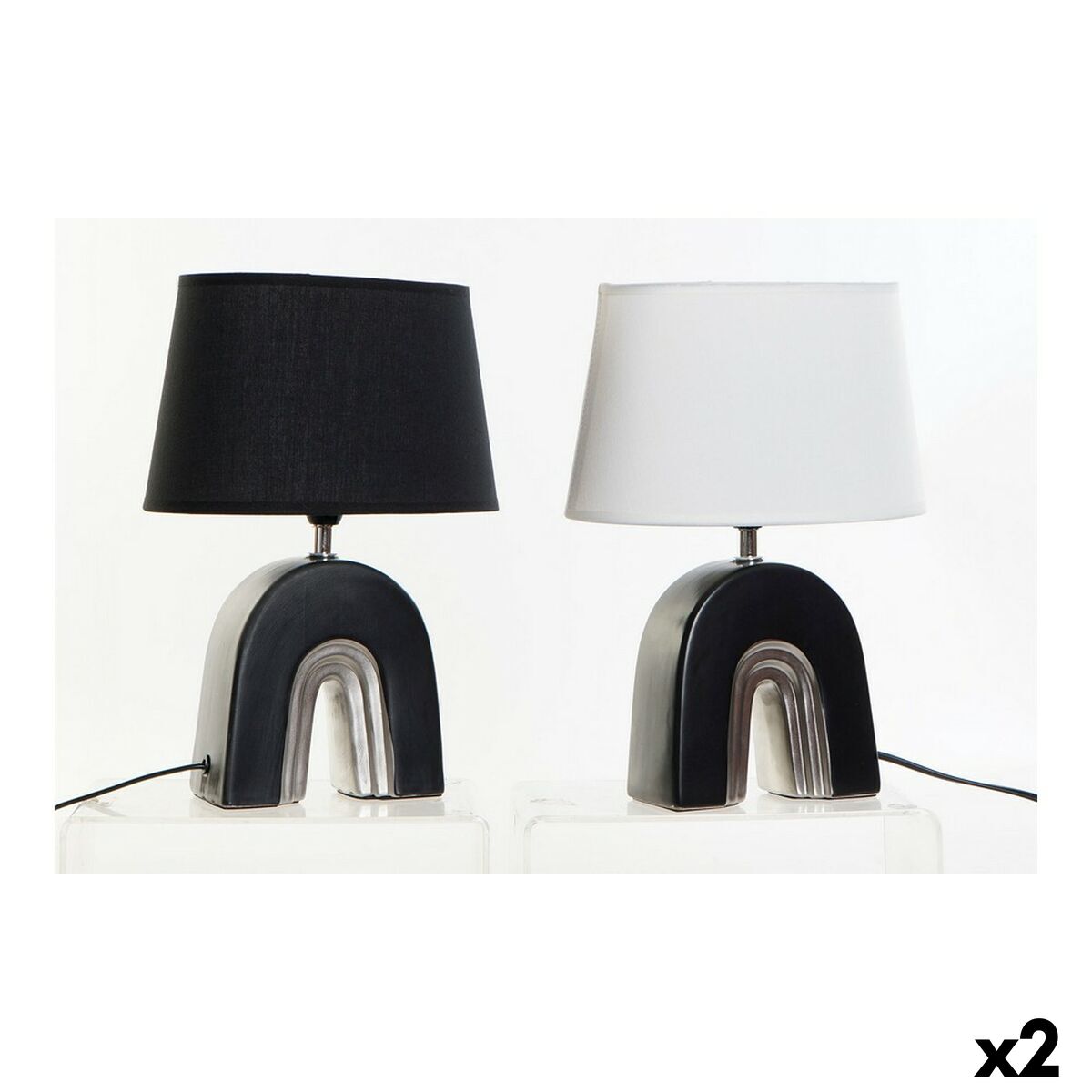 Lâmpada de mesa DKD Home Decor Cerâmica Preto Poliéster (20 x 20 x 31 cm) (2 pcs)
