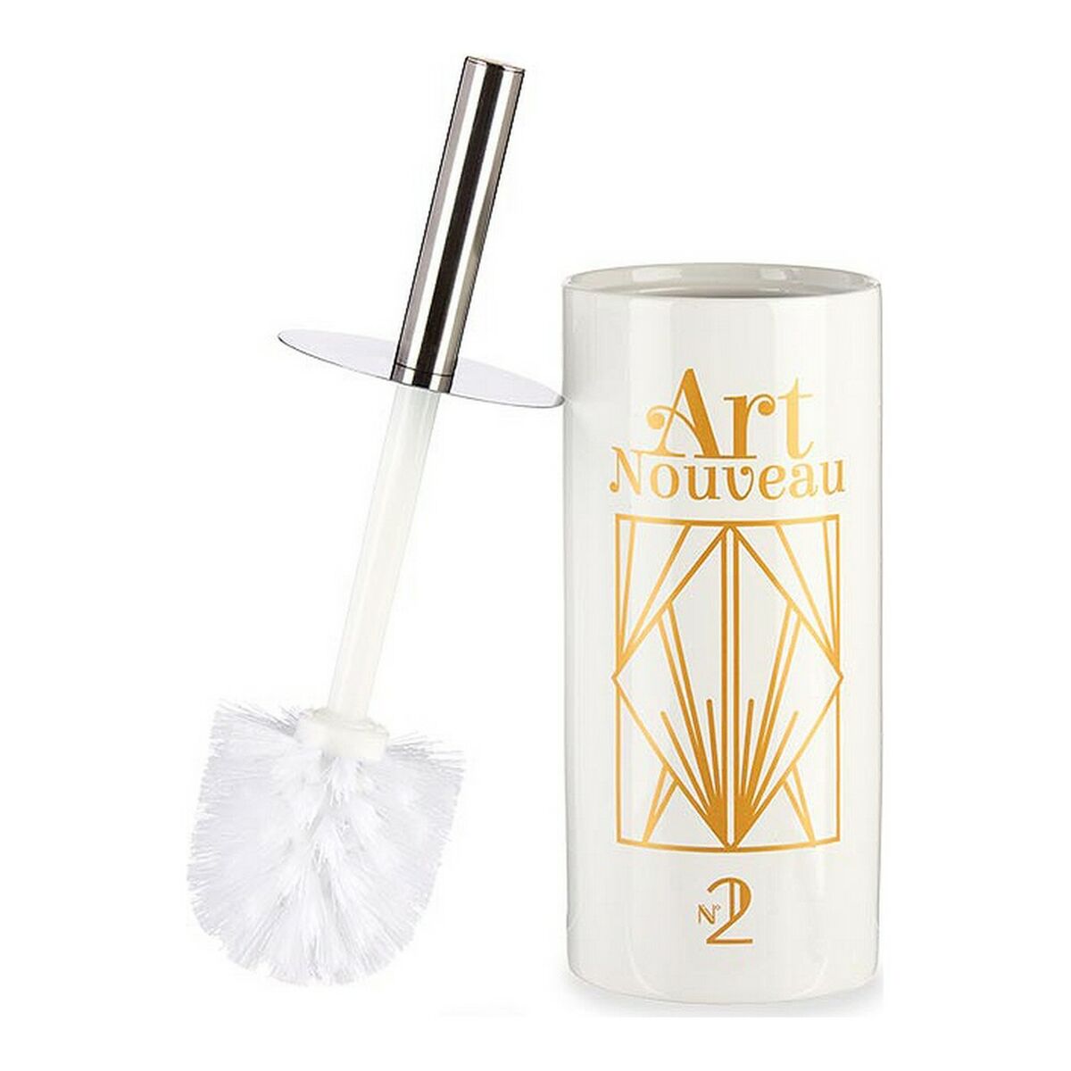 Piaçaba Berilo Art Nouveau Branco Dourado Prateado Cerâmica 9,6 x 32 x 9,6 cm