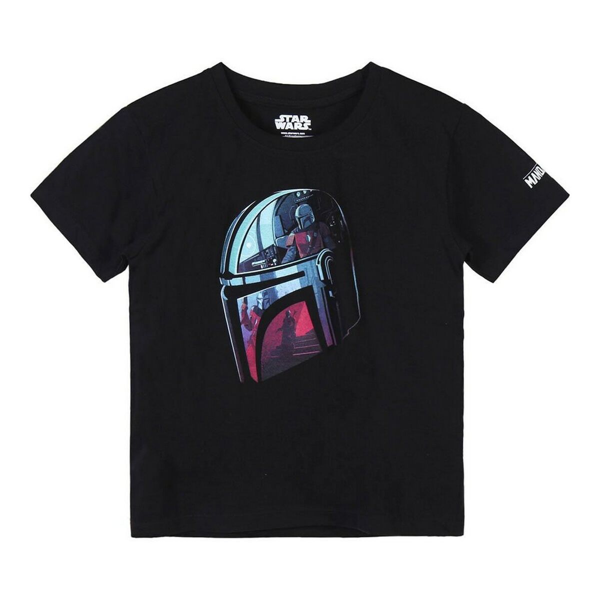 Camisola de Manga Curta Infantil The Mandalorian Preto