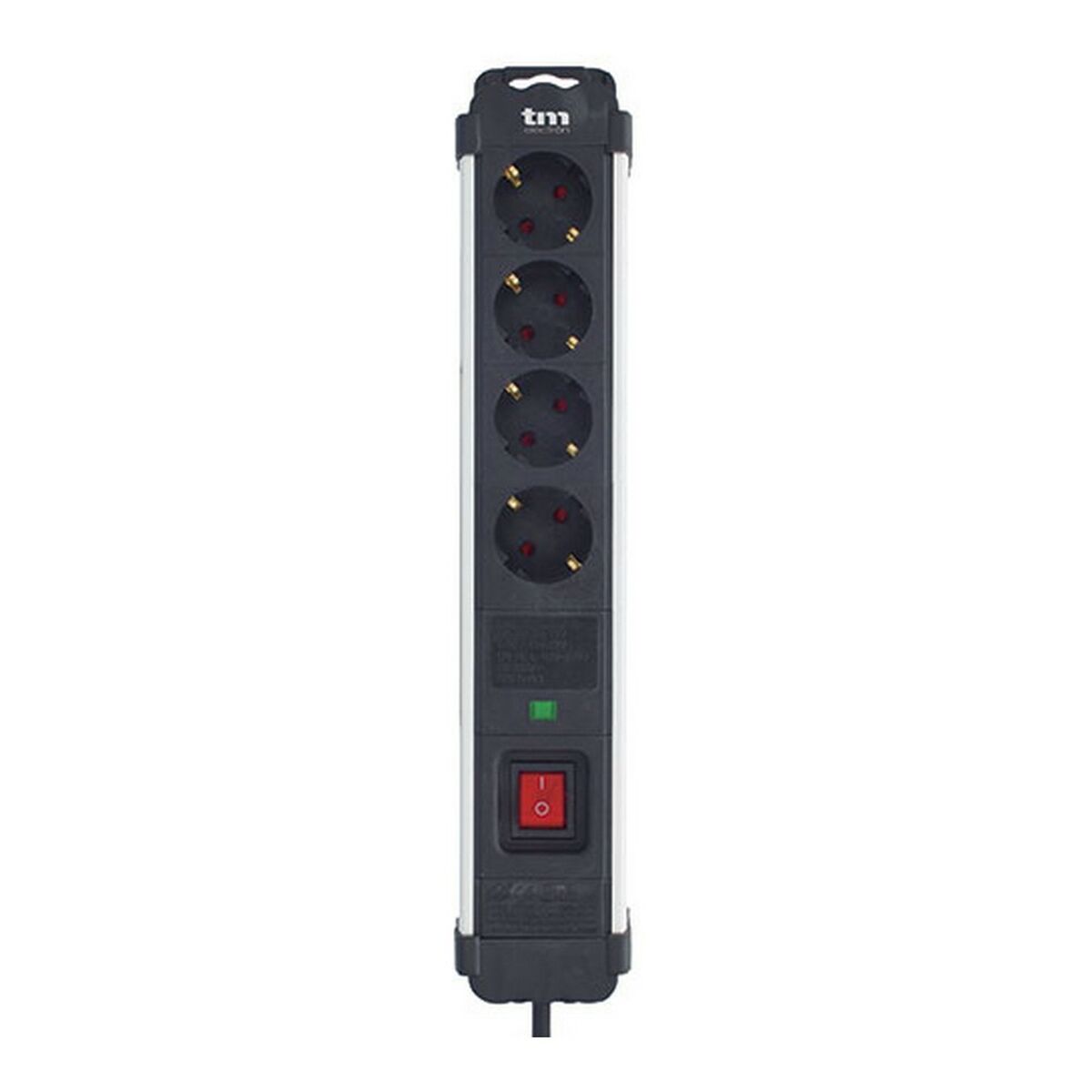 Extensão com 4 tomadas com interruptor TM Electron Alumínio (1,5 m)