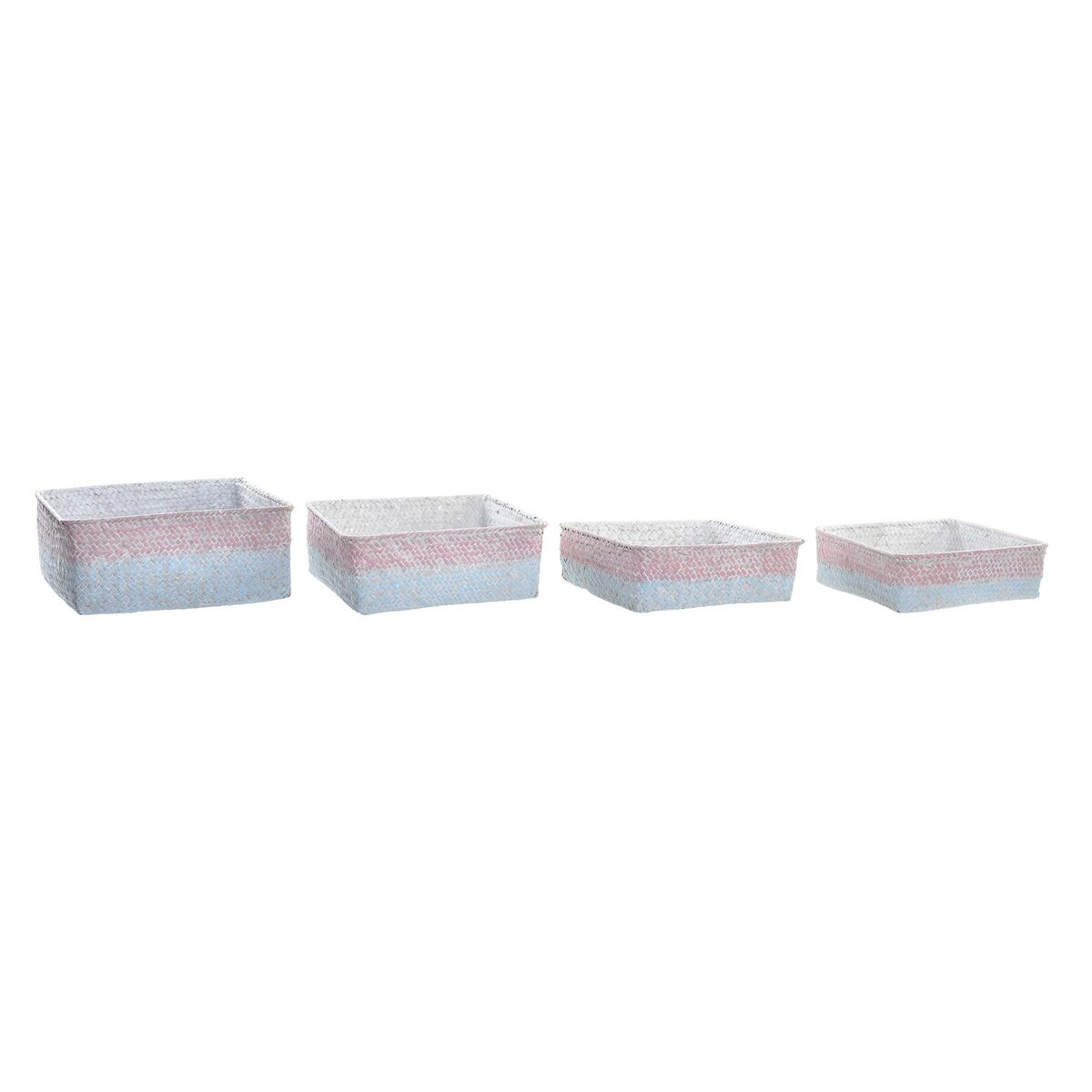 Conjunto de Cestas DKD Home Decor Fibra natural Mediterrâneo Boho 26 x 26 x 9 cm 8,5 cm
