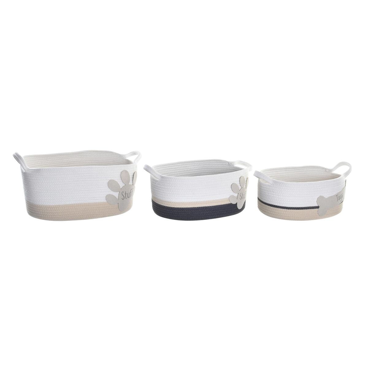 Conjunto de Cestas DKD Home Decor Branco Cinzento Creme 60 x 31 x 25 cm 3 Peças