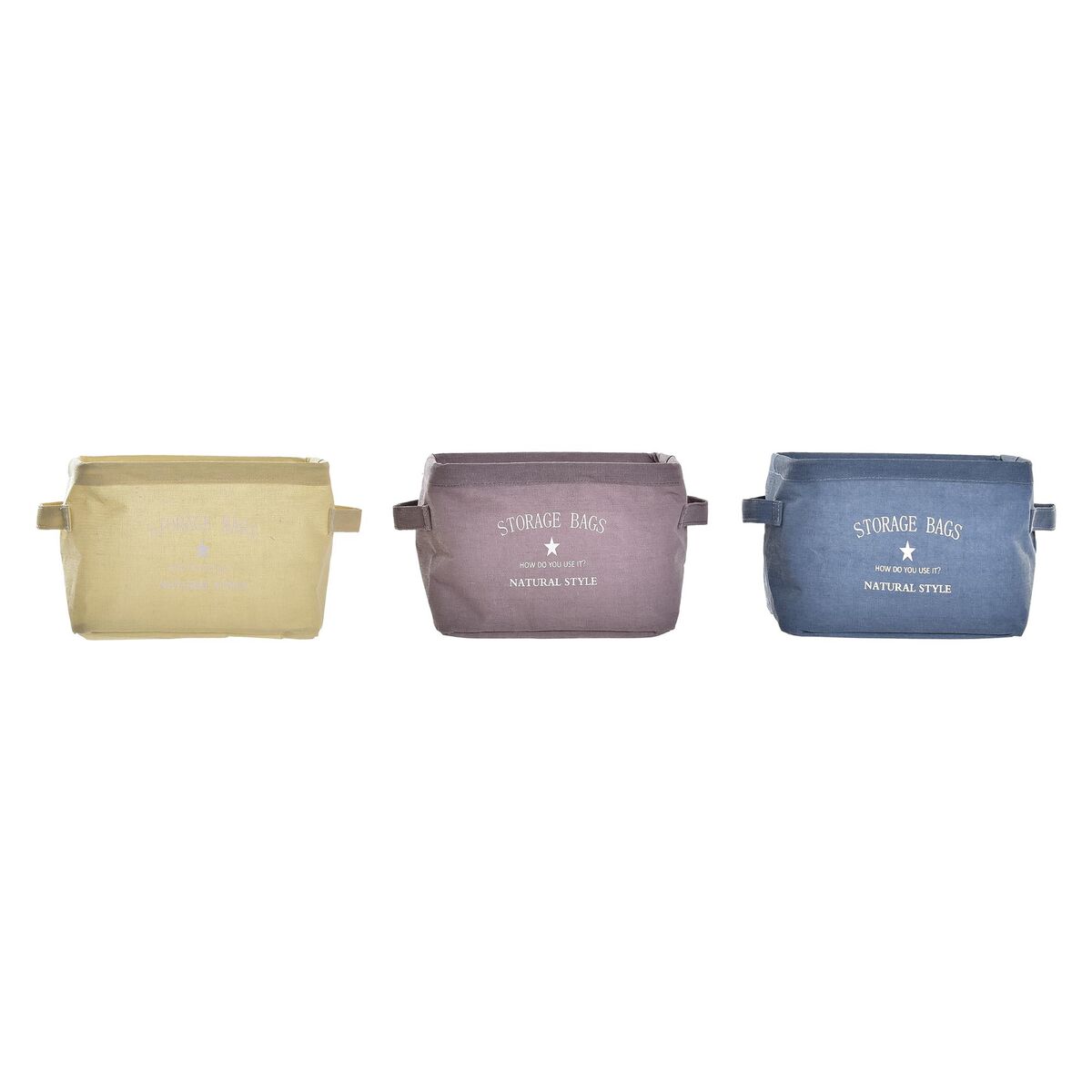 Cabaz DKD Home Decor Amarelo Azul Grená Tela Moderno 20 x 16 x 15 cm (3 Unidades)