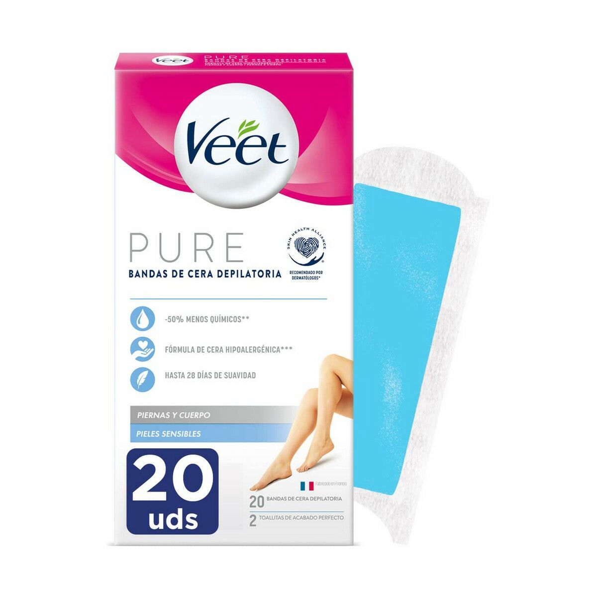 Bandas Depilatórias Corporais Veet Pele sensível 20 Unidades